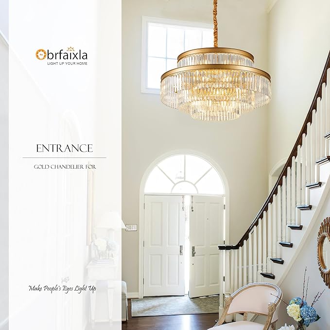 31.5" 18-Light Modern Crystal Chandelier Light Fixture Large 4-Tier Gold Luxury Glam Chandeliers for Dining Room Round Hanging Pendant Lighting for Living Room Kitchen Bedroom Foyer Lobby