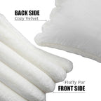 Neelvin Cream White Faux Fur Cozy Soft Striped Decorative Throw Pillow Covers 22x22 inch Set of 2,Velvet Pillowcase Cushion Case for Sofa Couch