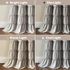 Seasonwood Ruffle Shower Curtain Gray Farmhouse Vintage Handcrafted Rustic Decorative Fabric Shower Curtains for Bathroom, 72" x 72"