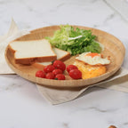 Bamboo Wooden Dinner Plates Set of 2, 12-inch Large Serving Tray for Cafes and Restaurant, Reusable Round Serving Platters and Trays for Snacks/Fruit for Entertaining and Party