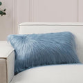 Phantoscope Faux Fur Pillow Cover Decorative Fluffy Throw Pillow Mongolian Luxury Fuzzy Pillow Case Cushion Cover for Bedroom and Couch, Blue 12 x 20 Inches