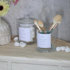 Qtip Holder & Cotton Pad Dispenser, Bathroom Organizer and Storage Canisters, 16oz Glass Apothecary Jars for Kitchen, Restroom - Home Decor, Room Decor Aesthetic (2 Pack, Transparent)