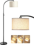 EDISHINE Black Arc Floor Lamp Dimmable, Standing Lights with Rotary Switch & Adjustable Line Lampshade, Tall Standing Lamp for Bedroom, Office, Reading Corner, A19 LED Bulb Included
