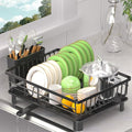 Dish Drying Rack for Kitchen Counter, Stainless Steel Dish Strainer with Detachable Cutlery Holder, Automatic Drainage System, Large Drainers Rack for Home and Appartment