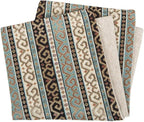Large Kilim Throw Pillow Covers Turquoise and Black - 22 x 22 Inches Decorative Pillows, Retro Room Decor for Couch, Bohemian Square Case for Farmhouse, Southwestern, Middle Eastern