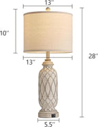 28" Table Lamps for Living Room Set of 2, Farmhouse Lamps for Bedroom with USB A+C Charging Ports, Touch Lamps for Nightstand, 2 Bulbs Included
