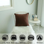 Jeanerlor Solid Cotton Linen Decoration Toss Throw Pillow Sham Cushion Case Special Pillow Cover Delicate Decorative Pillowcase for Bed/Chair/Couch, 18"x18"(45 x 45cm),2 Packs, Brown