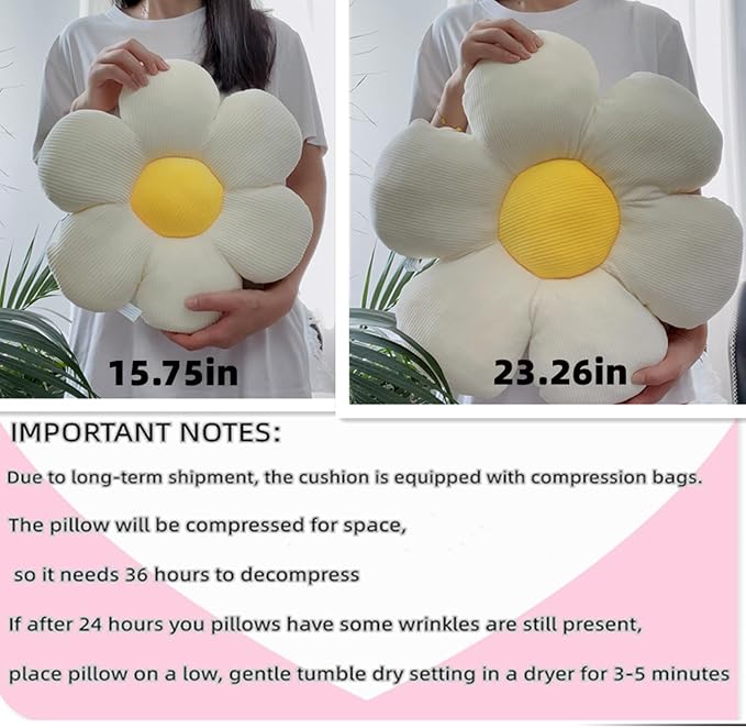 Flower Pillow, Cute Daisy Pillow Daisy Shaped Throw Pillow 19.6" Flower Floor Cushion Home Decorative Seating Cushion