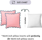 Folkulture Throw Pillows or Couch Pillows for Living Room | Pillow Covers Set of 2 (18x18) Boho Accent Pillows | Decorative Pillows or Scalloped Pillow Cover | Pink Throw Pillows for Home