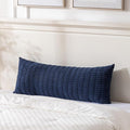 Fancy Homi Navy Blue Long Body Lumbar Decorative Throw Pillow Covers 20x54 Inch for Bed Couch Bedroom Bench, Soft Corduroy Rectangle Solid Pillow Case, Rustic Farmhouse Boho Room Decor