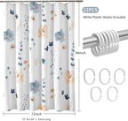 QiyI Extra Long Shower Curtain 72 x 84, Modern Watercolor Floral Shower Curtains, 3D Embossed Textured Beige Flower Cloth Bathroom Curtain, Waterproof Fabric Farmhouse Shower Curtain Set with Hooks