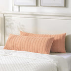 Fancy Homi Peach Long Body Lumbar Lumbar Decorative Throw Pillow Covers 20x54 Inch for Bed Couch Bedroom Bench, Soft Corduroy Rectangle Solid Pillow Case, Rustic Farmhouse Boho Room Decor
