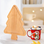 Christmas Tree Shaped Wooden Serving Tray - 12" Charcuterie Board for Cheese, Snacks, Appetizers & Desserts - Holiday Platter with Handles, Christmas Decorative Tray (12 x 8.7 x 0.6 Inches)