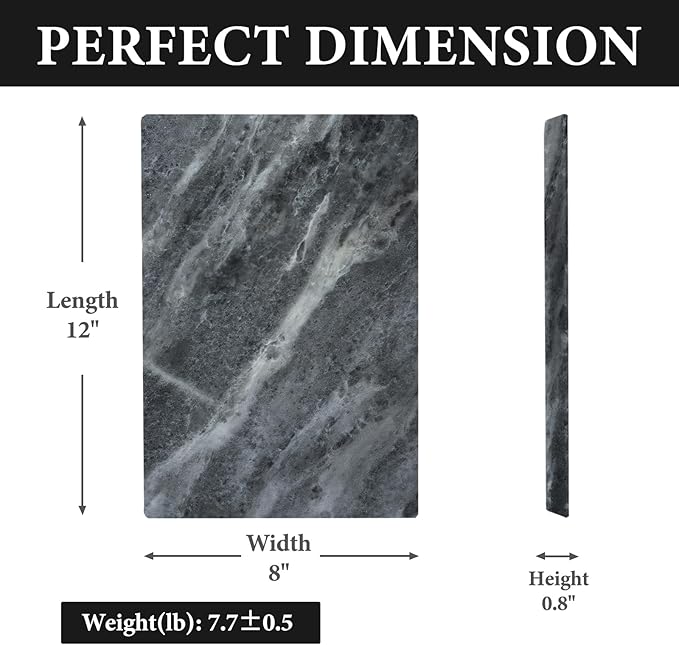 Koville Brazilian Natural Marble Cutting Board for Kitchen, 12x8inch Hand Crafted Marble Slab for Cheese, Charcuterie, Pastry Board - Wedding Gift, House Warming Gift