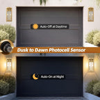Gold 2-Light Dusk to Dawn Outdoor Light Fixture Large 16 Inch, Candle Light Square Exterior Wall Light for House Photocell Sensor IP65 Waterproof Porch & Patio Light Brass Outside Sconce