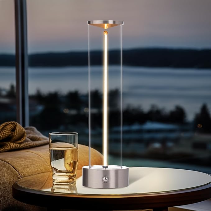 Cordless Portable LED Table Lamp， Rechargeable Battery Operated Desk Lamp with Touch Sensor, Three-Level Dimmable Suitable for Bars/Cafes/Restaurants/Bedrooms/Camping Sites. (Silver)