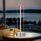 Cordless Portable LED Table Lamp， Rechargeable Battery Operated Desk Lamp with Touch Sensor, Three-Level Dimmable Suitable for Bars/Cafes/Restaurants/Bedrooms/Camping Sites. (Silver)