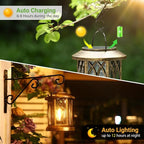 WdtPro Solar Lanterns Outdoor Lights, 2 Pack Bright Lanterns Outdoor Waterproof with Clip Patio Decor, Hanging Solar Lights for Outside Garden Yard Front Porch Table Decoration (Antique Copper)