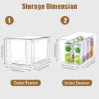 6Pack Stackable Kitchen Storage Organizer, Pantry Organizers and Storage, Clear Foods Organizer Bins with Handles, Easily Assemble for Bathroom, Kitchen, Pantry, Cabinet, Closet