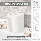 Resin Bathroom Toothbrush Holder Set, Matte White Bathroom Accessories Set 4 Pcs, Bathroom Tumbler Cup Tooth Brushing Cup Set with Tray, for Sink Countertop Modern Home Decor