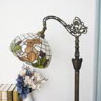 Tiffany Floor Lamp Brown Rabbit Stained Glass Lamp Adjustable Warm Light Upright Reading Lamp Tiffany Style Floor Lamp Bedroom Living Room Study Dining Room Retro Home Decoration Gift（12 inch）