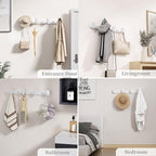 Coat Rack Wall Mount White, 4 Hooks Rack Metal Coat Hanger Wall for Hanging Hat Purse and Robes, Towel Hook for Bathrooms and Entryway (1 Pack)