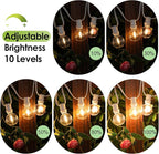Mlambert 96Ft(2x48Ft) Solar String Lights, Outdoor Waterproof Patio Lights with 18 Shatterproof G40 Bulbs(2 Spare), Led Light for Backyard-White Wire