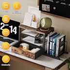 Wood Desk Organizer with Drawers, Desk File Organizer with 3 Vertical File Holders, File Shelf,Storage for Mail, Supplies,Classroom Organization
