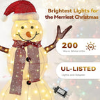 Large Christmas Snowman Family Decorations, 43Inch 3D Pre-Lit Snowman with 200 LED Lights & Zip Ties, Outdoor Indoor Holiday Decor for Yard,Porch,Home-Sparkling White