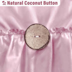 Seasonwood Pink Ruffle Shower Curtain - Girly Cute Button Farmhouse Style Fabric Blush Shower Curtain for Bathroom