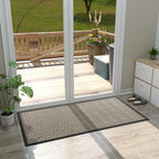 Yimobra Large Door Mat Outside Entrance 47x24, Waterproof Heavy Duty Outdoor Mats for Front Door, Non Slip Rubber Entry Mat for Garage Patio Indoor, Easy Clean, Beige