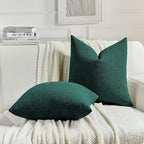 FUTEI Teal Chenille Decorative Throw Pillow Covers 18x18 Inch Set of 2,Soft Cozy Faux Linen Textured Cushion Case,Farmhouse Home Decor for Couch Living Room