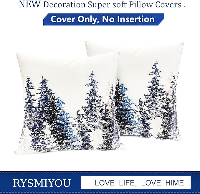 Decorative Throw Pillow Covers Set of 2 Cedar Forest Pillow Covers 16x16 inch Super Soft Short Plush Square Throw Pillows,Farmhouse Outdoor Pillow Covers for Couch Sofa Bed Living Room