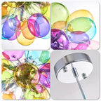 Longree Mini Bubble Ball Chandelier, Dia 20 inch Blown Multicolor Glass Pendant Light Fixture for Bedroom Study Bathroom Dining Room