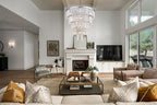 TOCHIC 10 Light Large Crystal Chandelier 31.5 inch, 5-Tier Contemporary Modern Chrome Crystal Chandeliers, Raindrop K9 Round Ceiling Light for Bathroom,Staircase, Entryway, Dining Room, Foyer, Kitchen