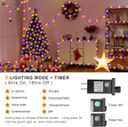 Extra Long 132ft Christmas Decorative Mini Lights, 400 LED Black Wire Fairy Starry String Lights Plug in, Timer & Memory & 8 Modes, for Indoor Outdoor Xmas Tree Wedding Party Decoration,Orange