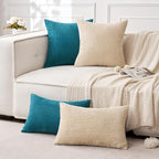 MIULEE Pack of 2 Corduroy Pillow Covers 12 x 20 Inch Lumbar Throw Pillow Covers Beige Pillowcases for Spring Sofa Bedroom Couch