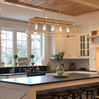Q&S Modern Farmhouse Chandelier Light Fixtures,5-Lights Gold Linear Industrial Light Fixtures for Kitchen Island Bar Dining Table UL Listed