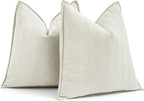 MIULEE Pack of 2 Christmas Cream White Decorative Pillow Covers 24x24 Inch Soft Chenille Luxurious Couch Throw Pillows Boho Cushion Covers Euro Shams with Elegant Design for Sofa Bed Home Decor