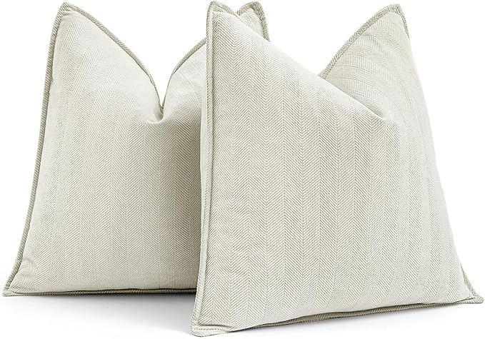 MIULEE Pack of 2 Christmas Cream White Decorative Pillow Covers 24x24 Inch Soft Chenille Luxurious Couch Throw Pillows Boho Cushion Covers Euro Shams with Elegant Design for Sofa Bed Home Decor