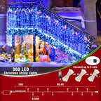 300 LED Blue Christmas Lights Outdoor Waterproof, 100ft Extra Long Blue String Lights 8 Modes Plug in Twinkle Fairy Lights with Timer for Indoor Outside Bedroom Christmas Tree Party Decorations