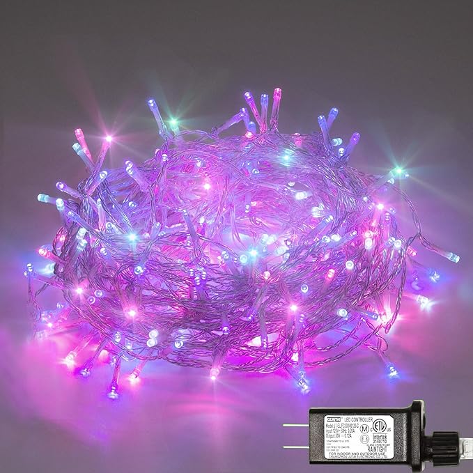 ILLUMINEW 300 Led Multi Color Outdoor String Lights Waterproof Easter Decorations, 108 Ft 8 Modes Twinkle Plug in Fairy Lights for Bedroom Yard Wedding Room Decor