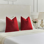 FUTEI Red Chenille Decorative Throw Pillow Covers 26x26 Inch Set of 2,Soft Cozy Faux Linen Textured Euro Pillow Shams,Farmhouse Home Decor for Couch Living Room