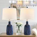 GRUENLICH Ceramic Table Lamp Set of 2 for Nightstand, 22.5" Modern Blue Bedside Lamp with 3 Adjustable Color Temperature, Bedroom Light for Living Room Desk End Table Office (2 LED Bulbs Included)