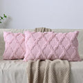 Set of 2 Soft Moroccan Throw Pillow Covers 12x20 Inch Plush Boho Decorative Pillow Cover Accent Cushion Case for Couch Sofa Bed, Light Pink