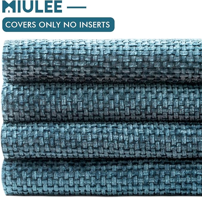 MIULEE Pack of 4 Couch Throw Pillow Covers 20x20 Inch Smoke Blue Soft Decorative Chenille Pillow Covers Farmhouse Accent Cushion Covers for Boho Home Decor Sofa Bedroom Living Room