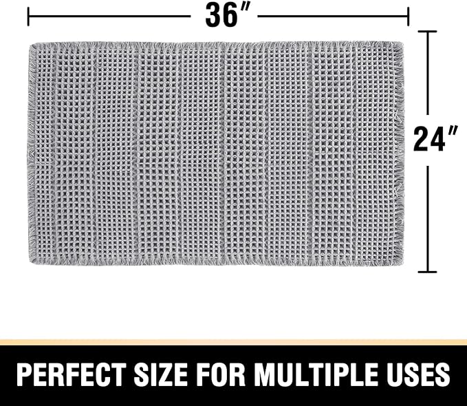 H.VERSAILTEX Upgraded Waffle Bath Mat Super Absorbent Non Slip Bath Rugs for Beside Tub, 24" x 36", Dove