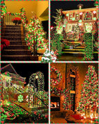 Total 710FT 1800 LED Christmas Lights,Extra LongOutdoor String Waterproof, Timer & Memory, 8 Modes Dimmable Plug in Fairy for Outside Tree Holiday Party Wedding Decor, Red and Green