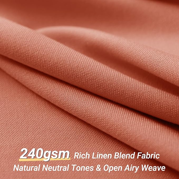 Extra Long Terracotta Linen 96 Inch Shower Curtain Neutral Modern Bath Drapes Set 96 Inch Long with Hooks XLong Tall Farmhouse Boho Shower Curtains for Bathroom, Terracotta, 72x96