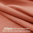 Terracotta Linen Shower Curtain for Bathroom Cream Boho Farmhouse Shower Curtains Natural Aesthetic Bath Decor Weighted Cloth Fabric Linen Textured Bath Curtain Liner with Hooks Set, Red, 78 Inch